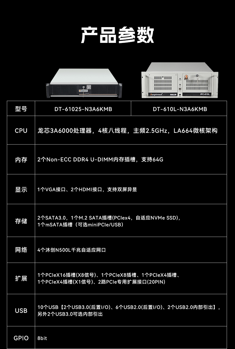 東田國產(chǎn)龍芯工控機(jī),3A6000四核八線程工業(yè)主機(jī),DT-61025-N3A6KMB.jpg